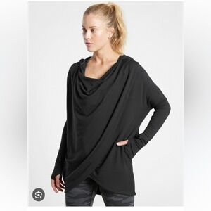 Athleta Black Oversized Purana Wrap Sweatshirt Hooded. Size S. P750/A
